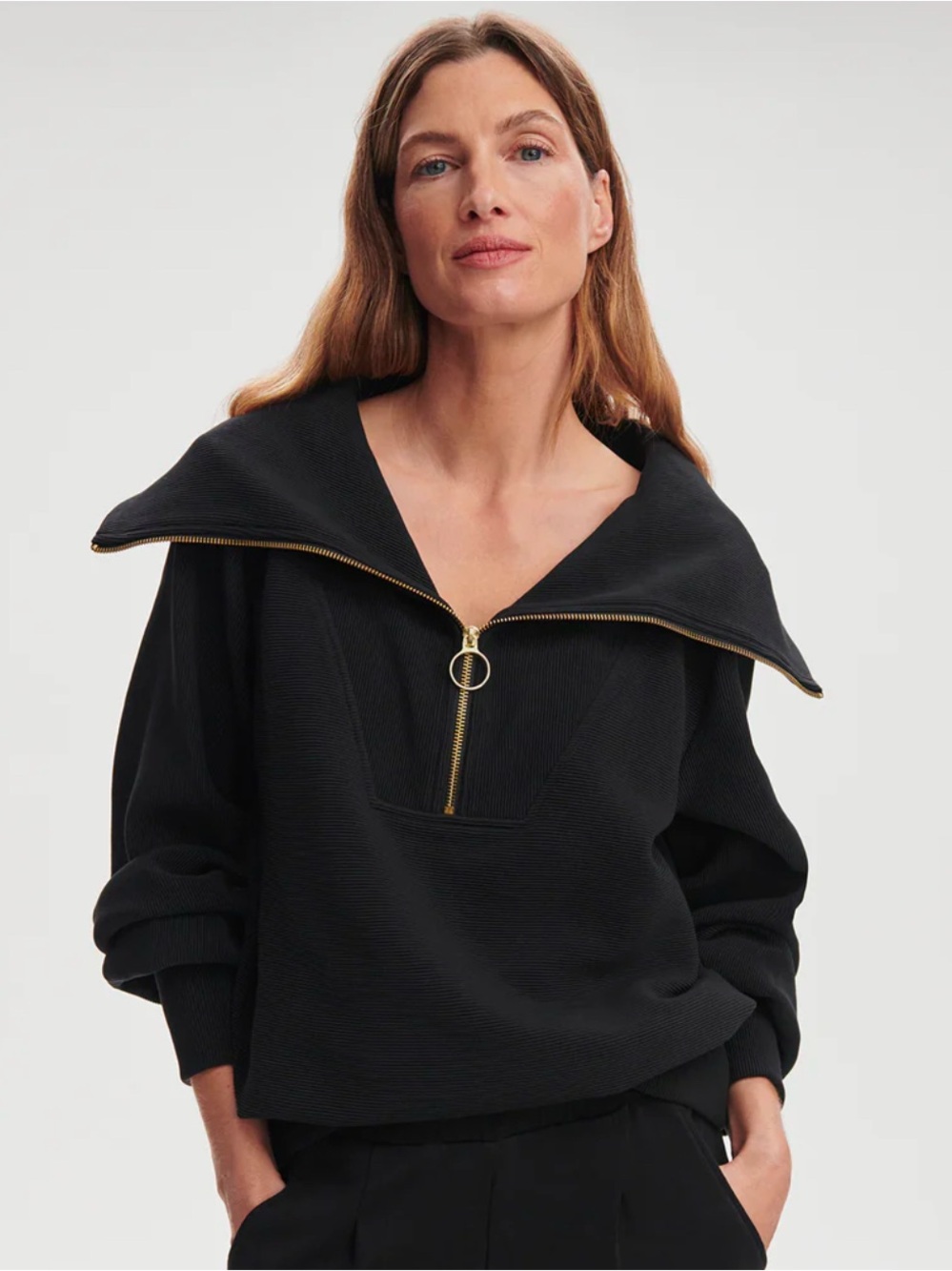 Varley Vine Half Zip Pullover Black Long Sleeve Women's XL